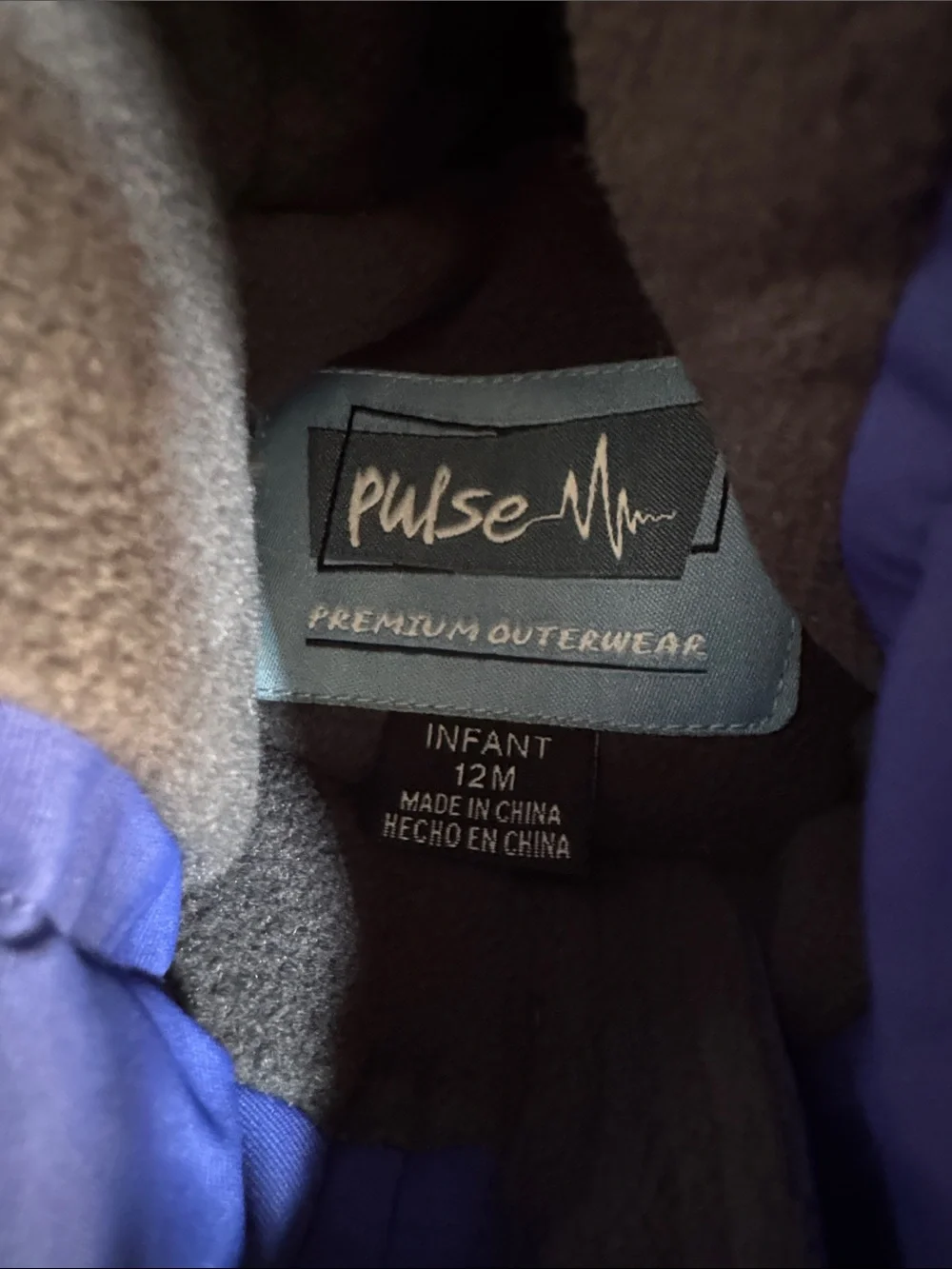 NWT Pulse kids unisex Purple and Royal Blue Kids Hooded Winter Snowsuit Sz 12 M